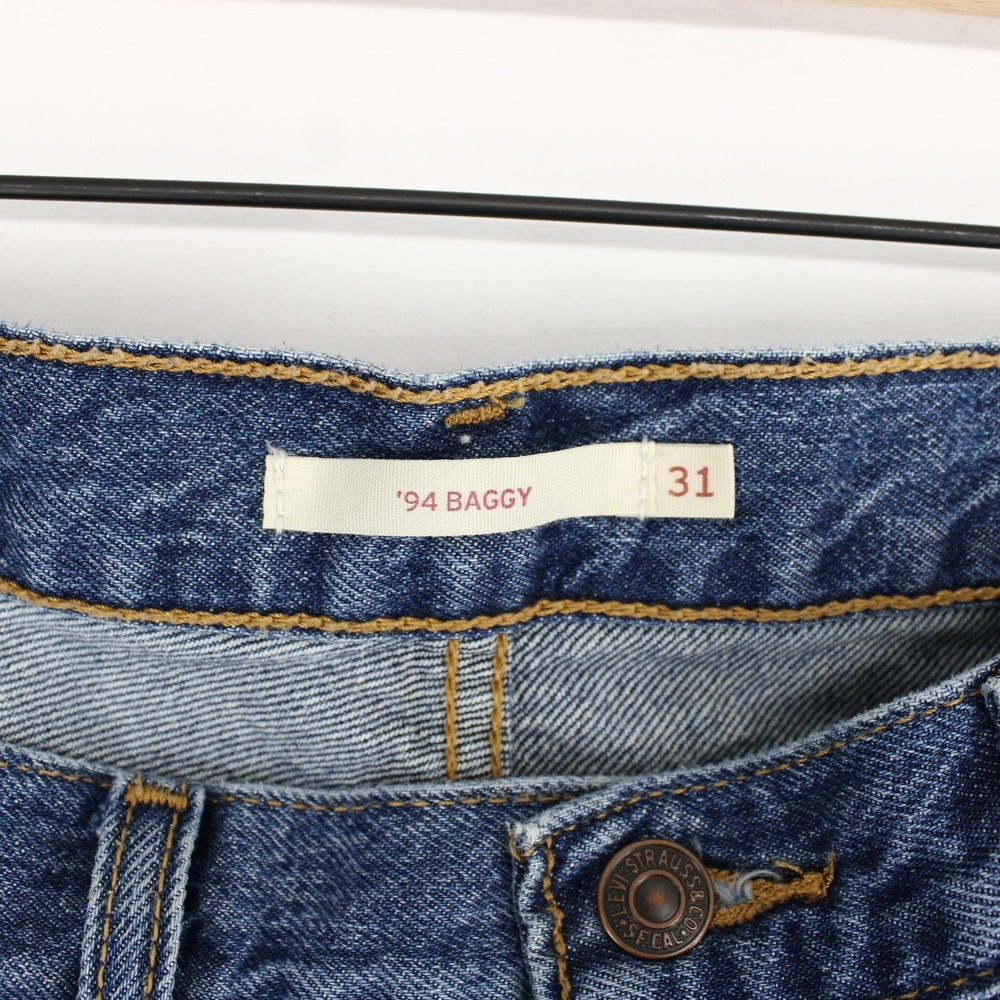 Levis 94 Baggy Jeans Womens 31 Blue Mid Rise Loose Fit Straight Leg Denim - Picture 8 of 11